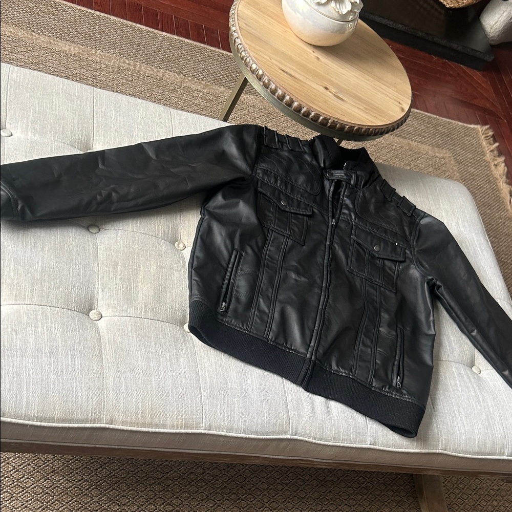 Helix Men’s Black Waterproof Moto Bomber Jacket Size Large